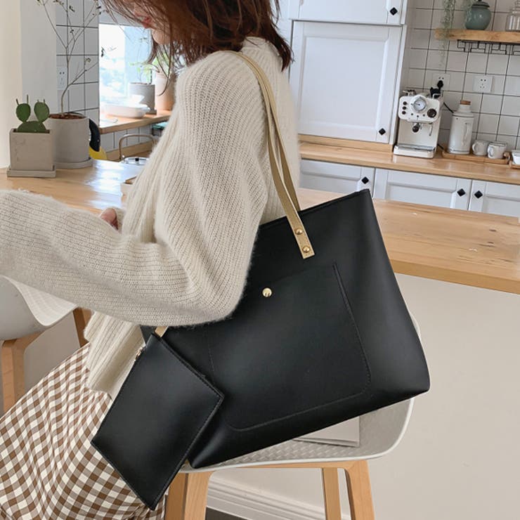 ミニポーチ付き エコレザー トートバッグ | ad thie | 詳細画像6 