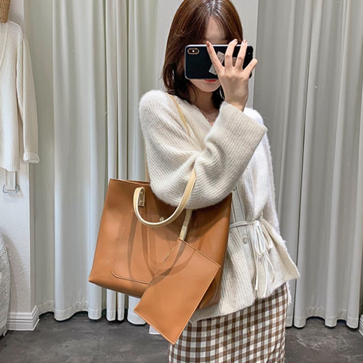 ミニポーチ付き エコレザー トートバッグ | ad thie | 詳細画像8 