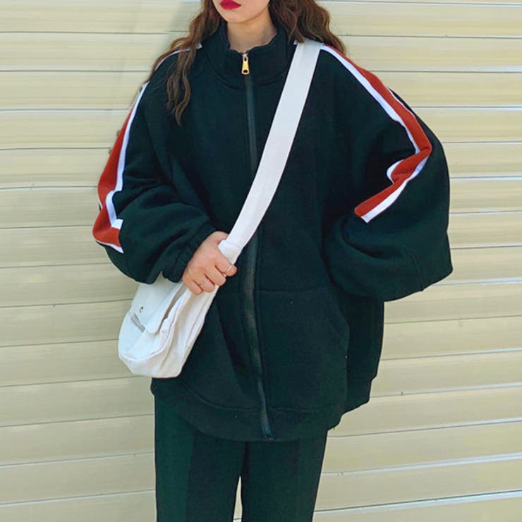 裏起毛 配色袖ライン スタンドネック ブルゾン | ad thie | 詳細画像5 