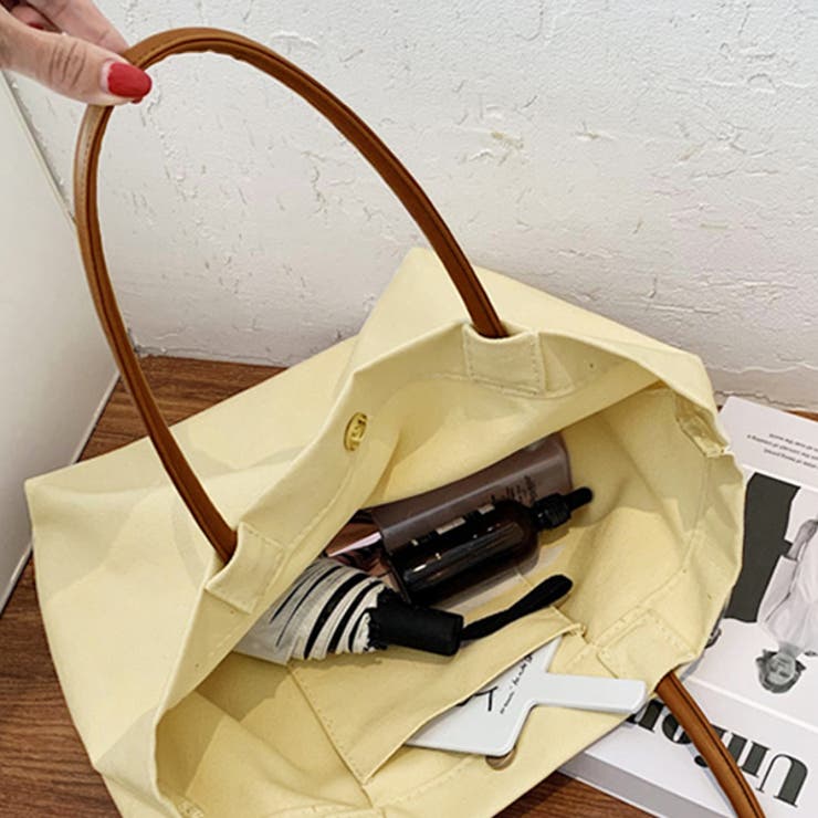 ヴィーガンレザーハンドル キャンバストートバッグ | ad thie | 詳細画像13 