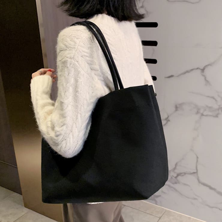 ヴィーガンレザーハンドル キャンバストートバッグ | ad thie | 詳細画像4 