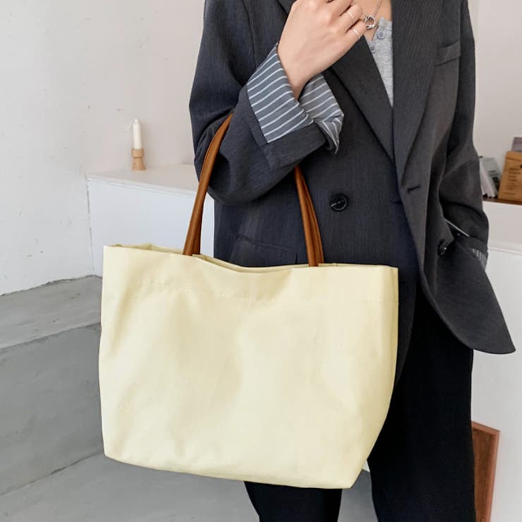 ヴィーガンレザーハンドル キャンバストートバッグ | ad thie | 詳細画像6 