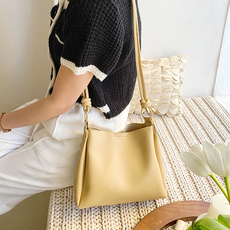 ノットハンドル・ポーチ付き ヴィーガンレザトートバッグ | ad thie | 詳細画像10 