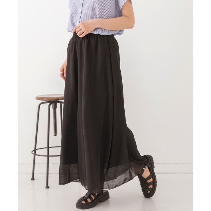 コットン100％・やわらか素材 フレアワイドパンツ | ad thie | 詳細画像14 