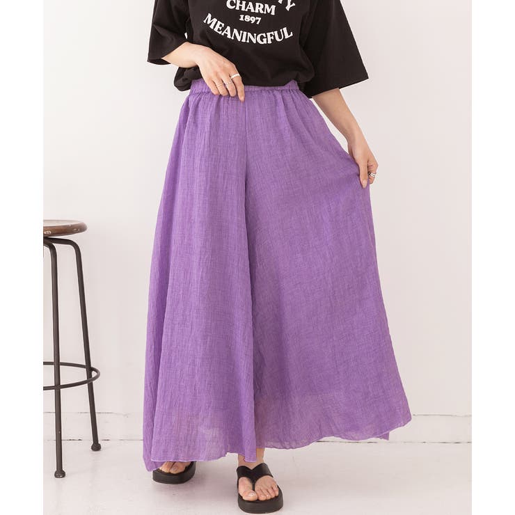 コットン100％・やわらか素材 フレアワイドパンツ | ad thie | 詳細画像16 