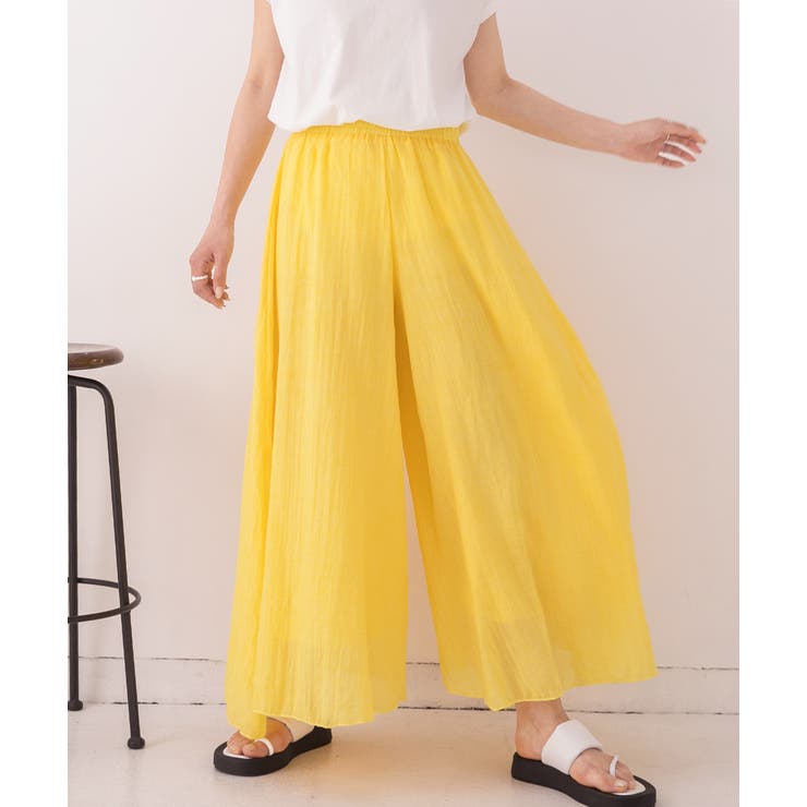 コットン100％・やわらか素材 フレアワイドパンツ | ad thie | 詳細画像18 