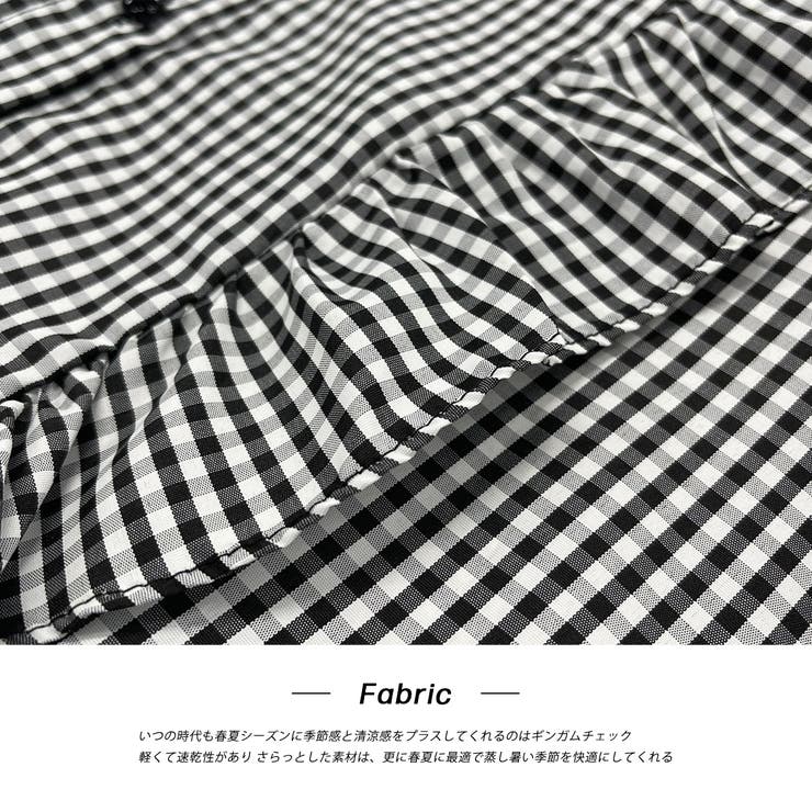ギンガムチェック・七分袖 ボリュームスリーブブラウス[品番