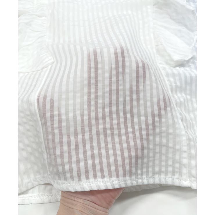 フリル・シアーストライプ パフスリーブブラウス | ad thie | 詳細画像11 