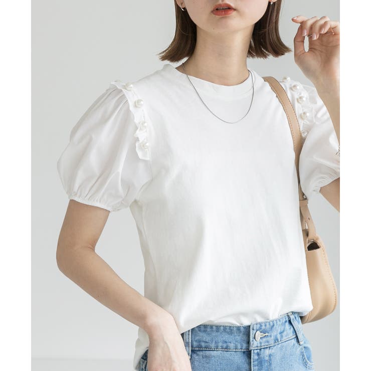 パール付き・パフスリーブ ショルダーフリルTシャツ | ad thie | 詳細画像7 