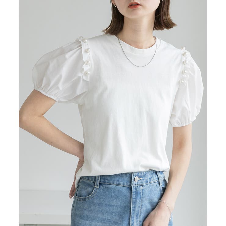 ホワイト パフスリーブ Tシャツ セール】【イージーケア/接触冷感/部屋干し菌抑制】USAコットン
