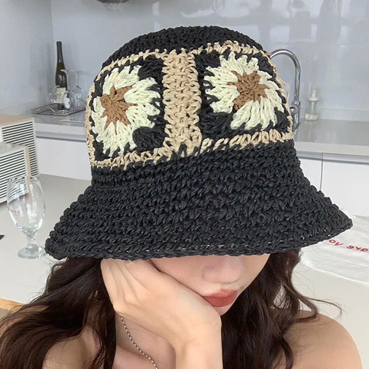 ペーパー素材 フラワーモチーフハット[品番：ADEW0004050]｜ad thie