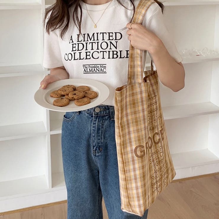 チェック柄 ロゴトートバッグ | ad thie | 詳細画像2 