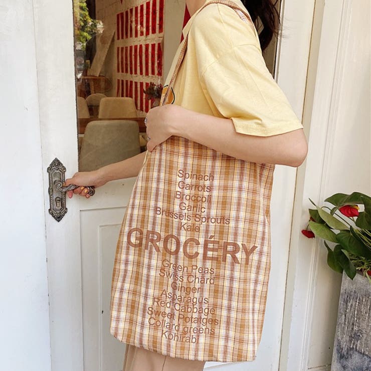 チェック柄 ロゴトートバッグ | ad thie | 詳細画像3 