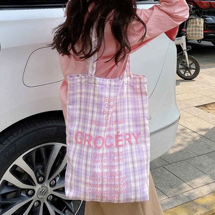 チェック柄 ロゴトートバッグ | ad thie | 詳細画像6 