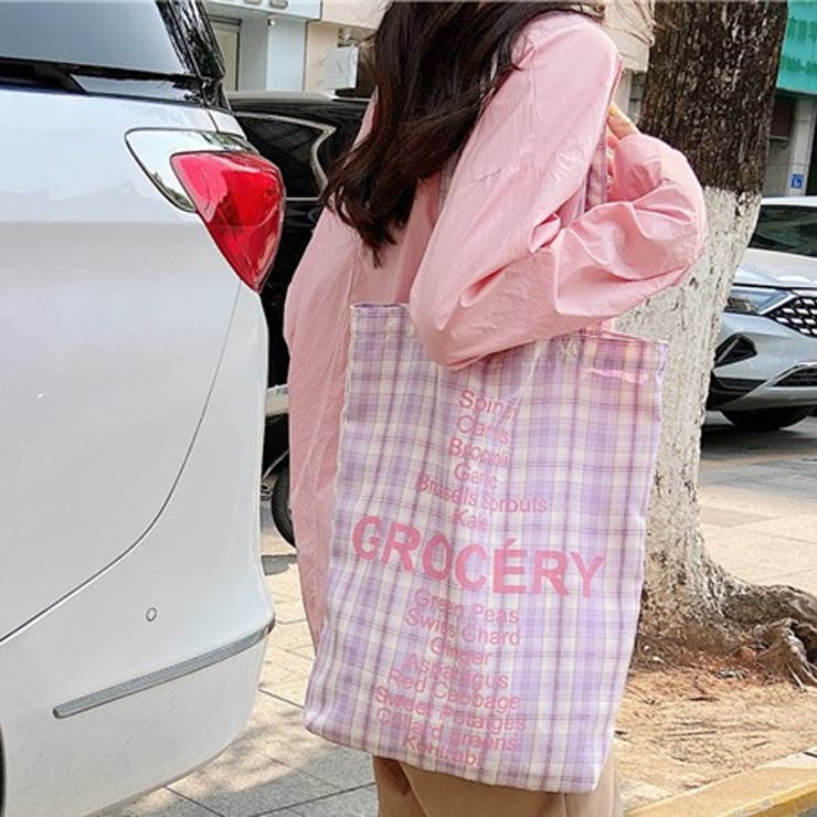 チェック柄 ロゴトートバッグ | ad thie | 詳細画像7 