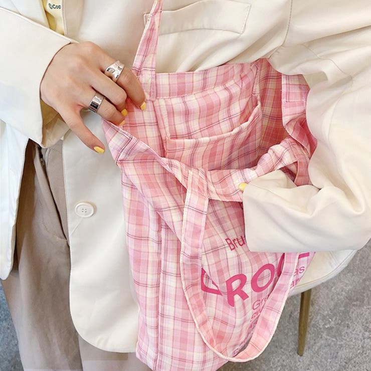 チェック柄 ロゴトートバッグ | ad thie | 詳細画像9 