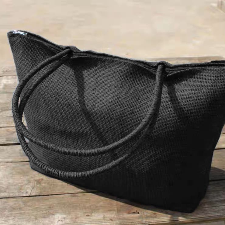 ブラック | 大容量・カラバリ豊富 ジュート風トートバッグ | ad thie