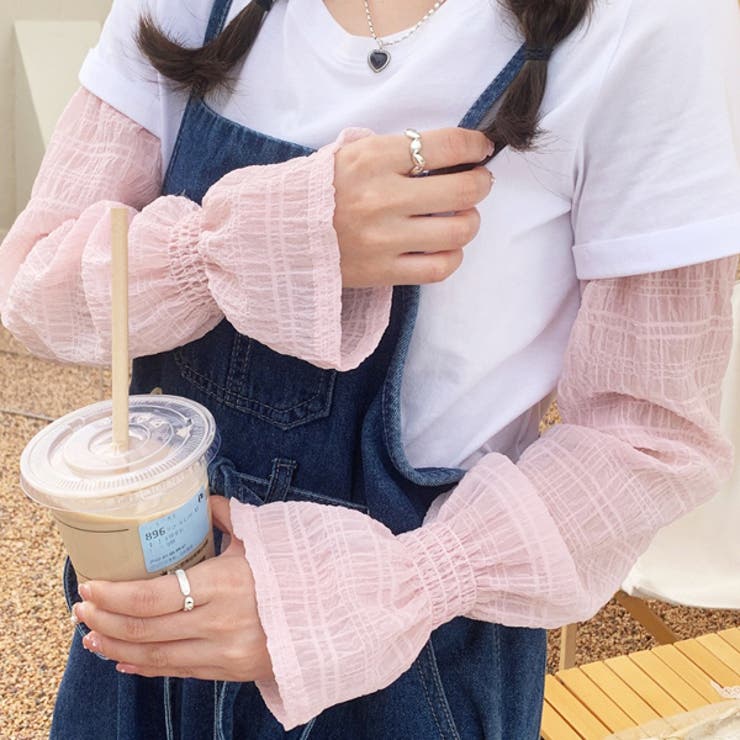 シアーチェック ボリュームアームカバー | ad thie | 詳細画像11 