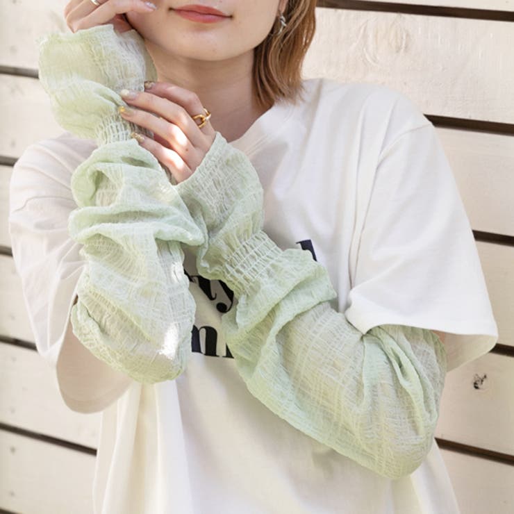 シアーチェック ボリュームアームカバー | ad thie | 詳細画像13 