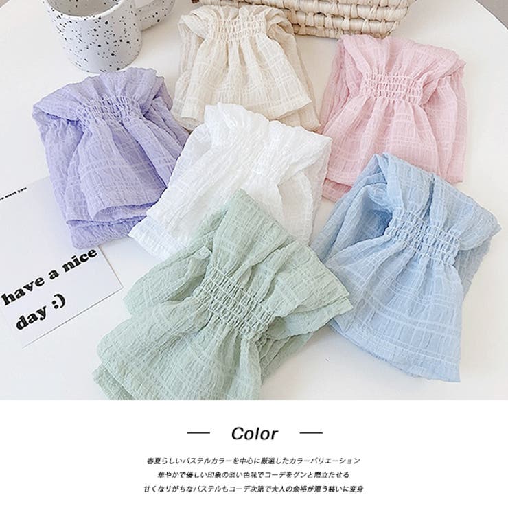 シアーチェック ボリュームアームカバー | ad thie | 詳細画像15 