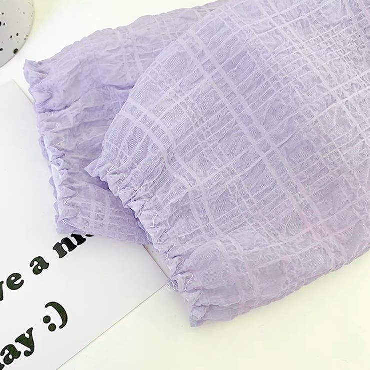 シアーチェック ボリュームアームカバー | ad thie | 詳細画像4 