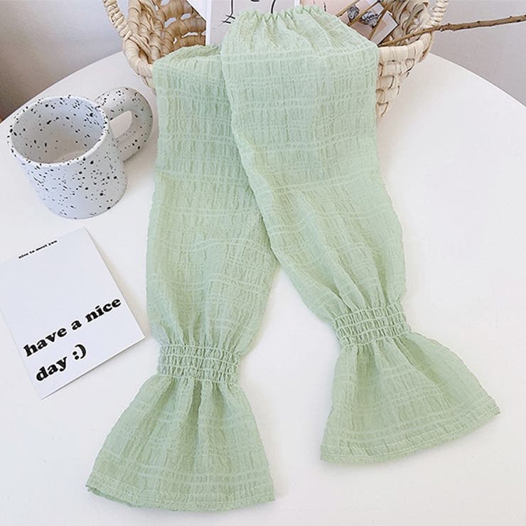 ライトグリーン | シアーチェック ボリュームアームカバー | ad thie