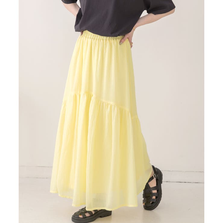 ふんわり柔らか ティアードロングスカート | ad thie | 詳細画像14 