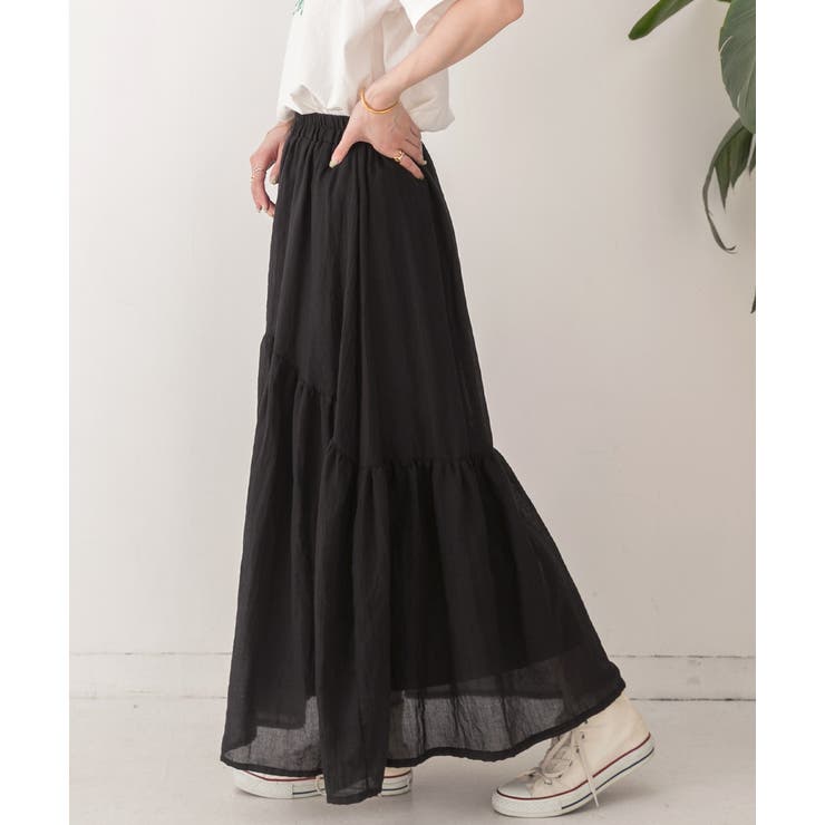 ふんわり柔らか ティアードロングスカート | ad thie | 詳細画像3 