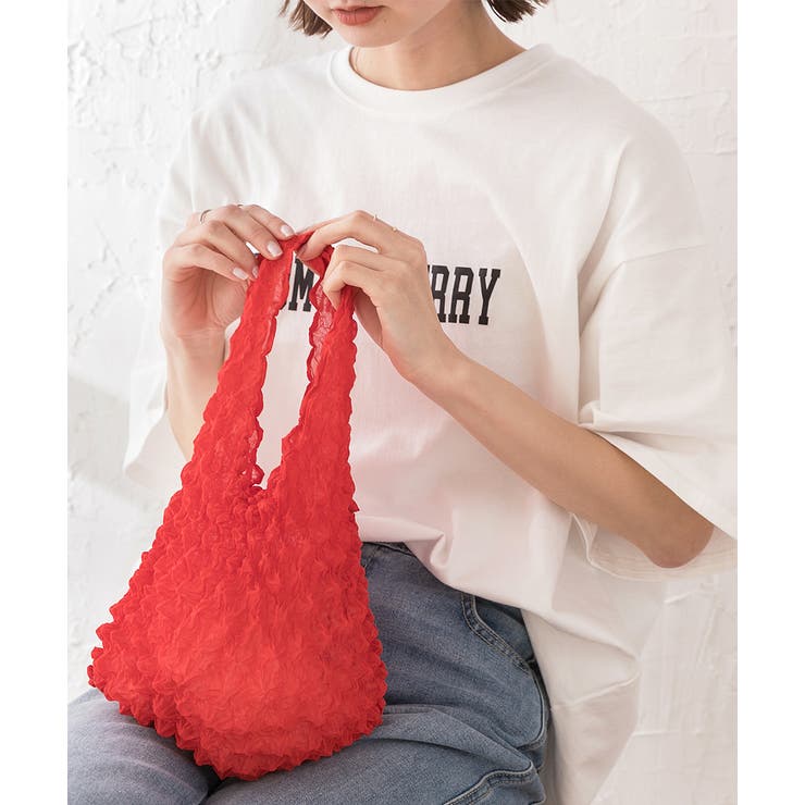 レッド | 絞り・大容量 ドロールエコバッグ | ad thie