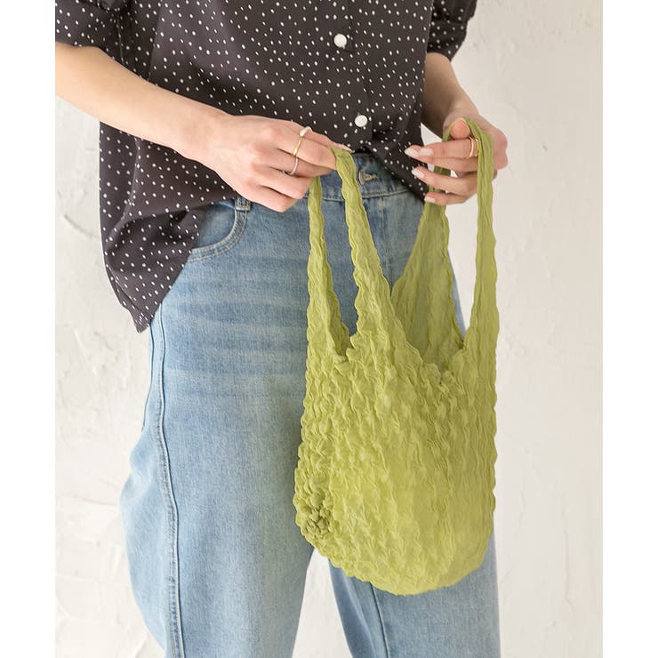 オリーブ | 絞り・大容量 ドロールエコバッグ | ad thie