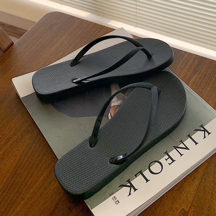 ブラック | カラバリ豊富 POPビーチサンダル | ad thie