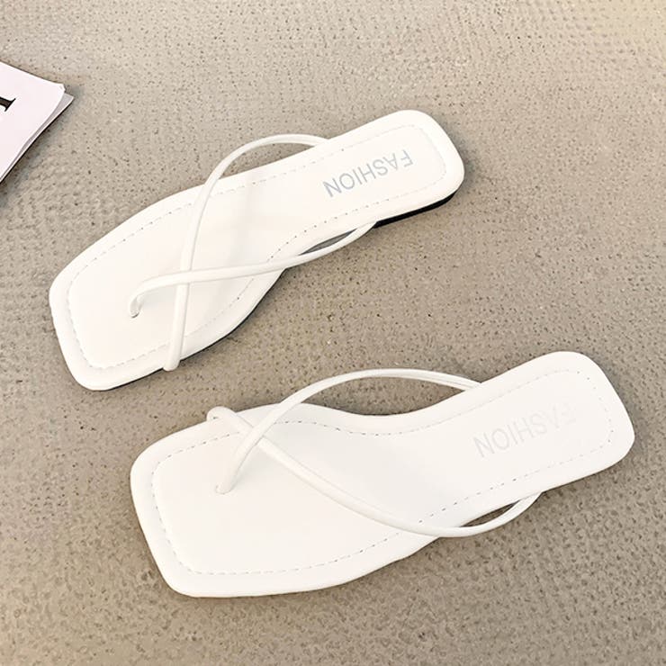 オフホワイト | クロスライン スクエアフラットサンダル | ad thie