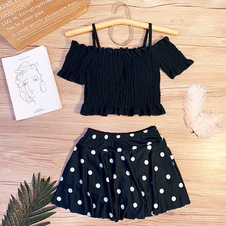 ブラック | 体型カバー・セパレート シャーリングスイムウェア | ad thie