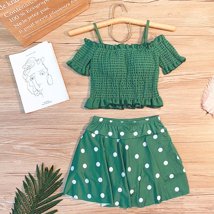 グリーン | 体型カバー・セパレート シャーリングスイムウェア | ad thie