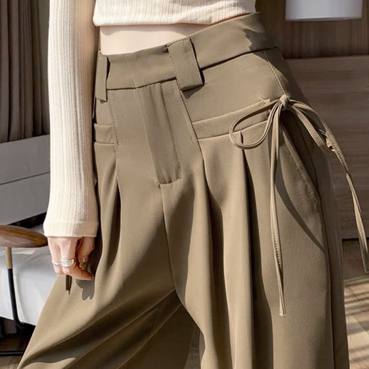 サイドリボン ワイドタックパンツ[品番：ADEW0004127]｜ad thie