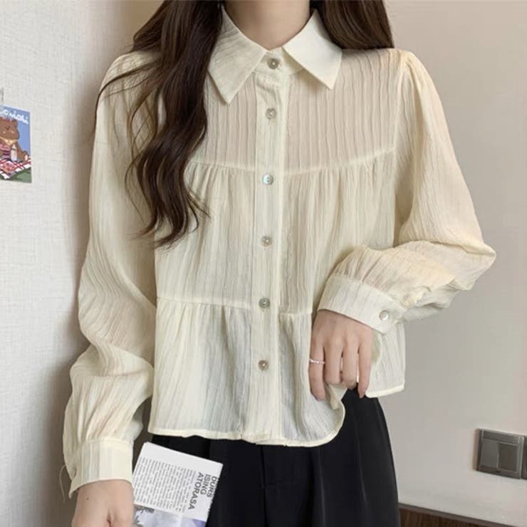 ショート丈・ワッシャー加工 ティアードブラウス | ad thie | 詳細画像2 