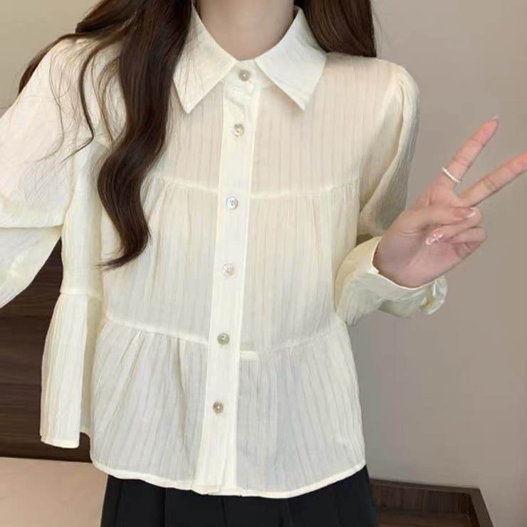 ショート丈・ワッシャー加工 ティアードブラウス | ad thie | 詳細画像4 