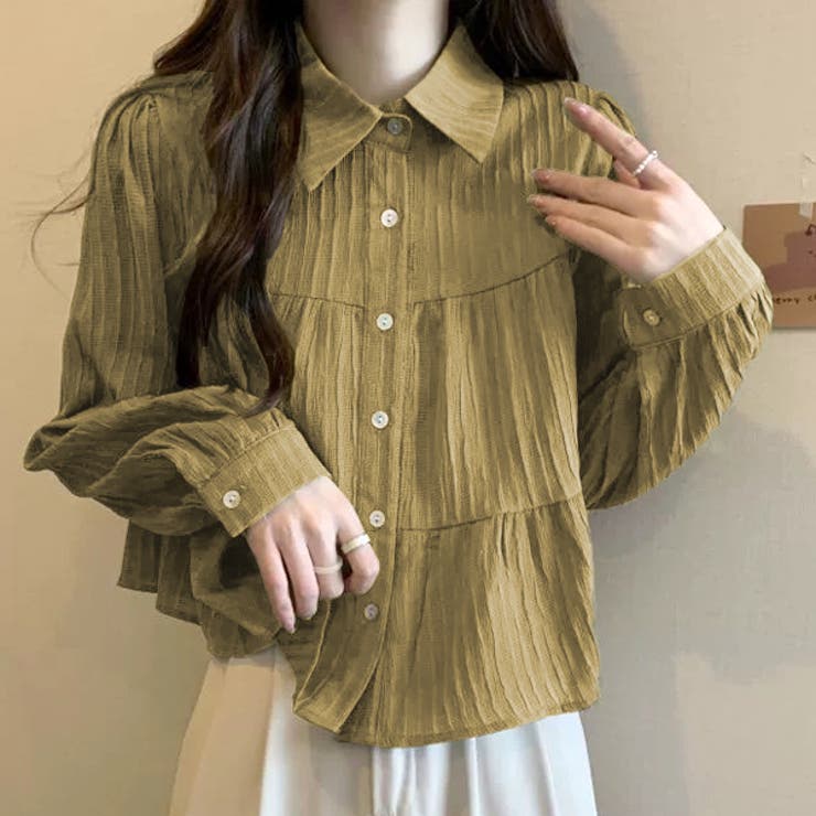 ショート丈・ワッシャー加工 ティアードブラウス | ad thie | 詳細画像7 