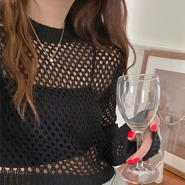 ショート丈 メッシュニットプルオーバー | ad thie | 詳細画像13 