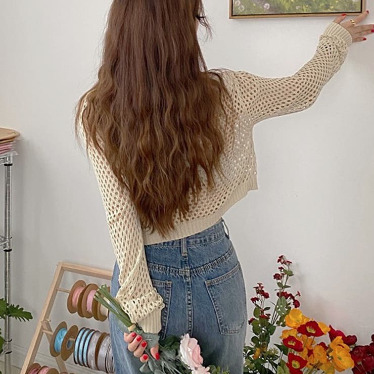 ショート丈 メッシュニットプルオーバー | ad thie | 詳細画像9 