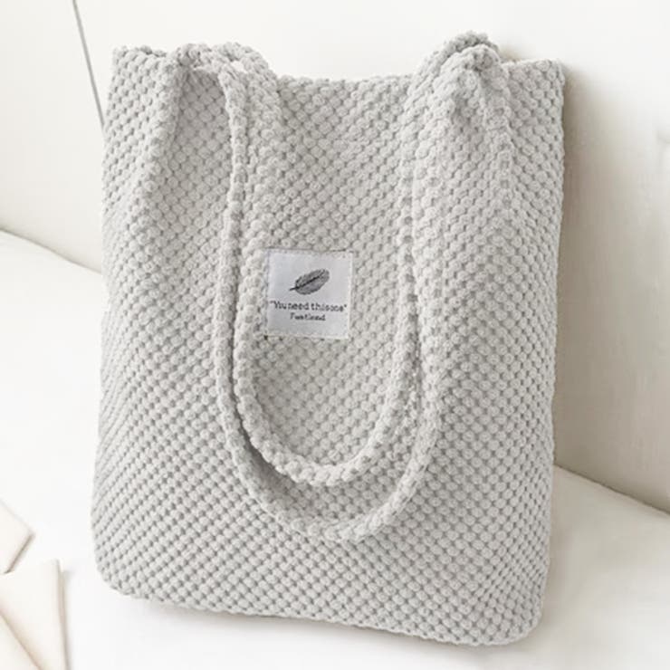 ライトグレー | 凸凹コーデュロイ・ロゴ 大容量トートバッグ | ad thie