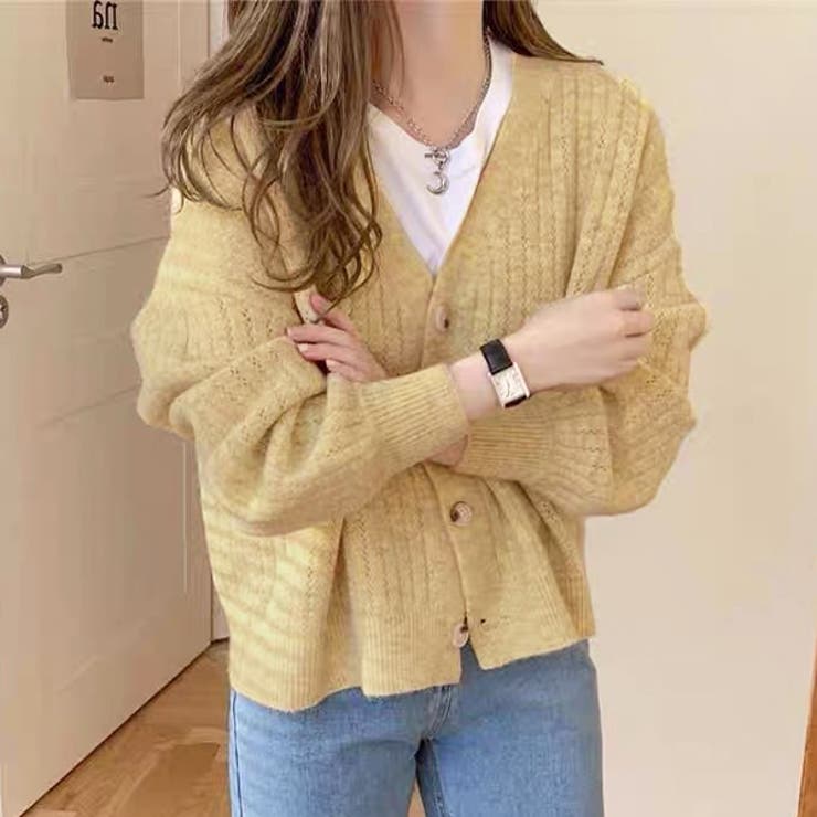 もちもち・Vネック ニットカーディガン | ad thie | 詳細画像10 