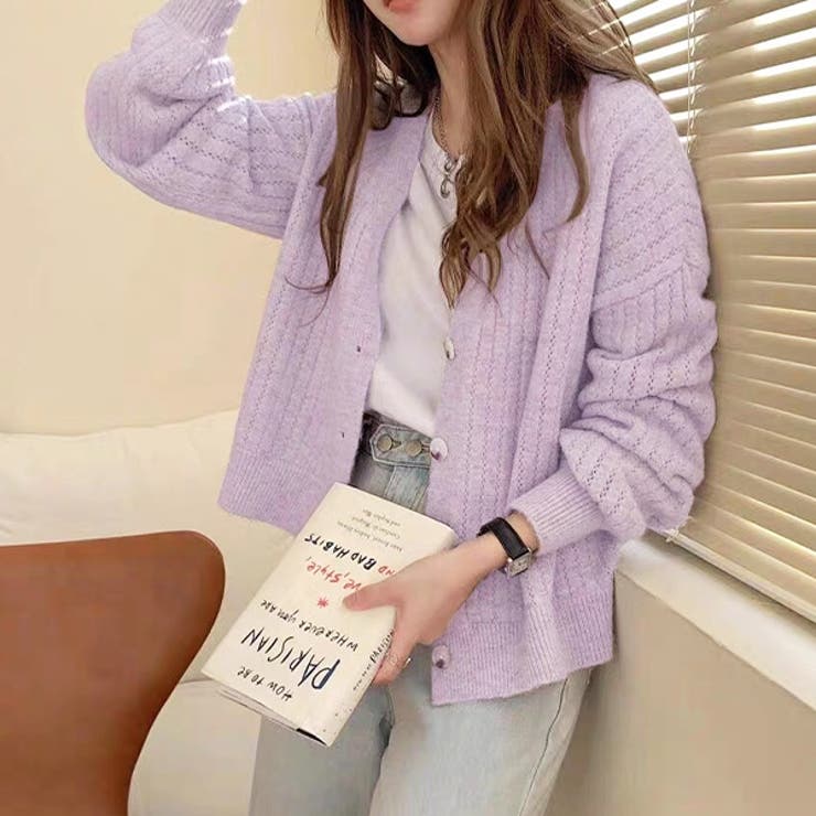 もちもち・Vネック ニットカーディガン | ad thie | 詳細画像4 