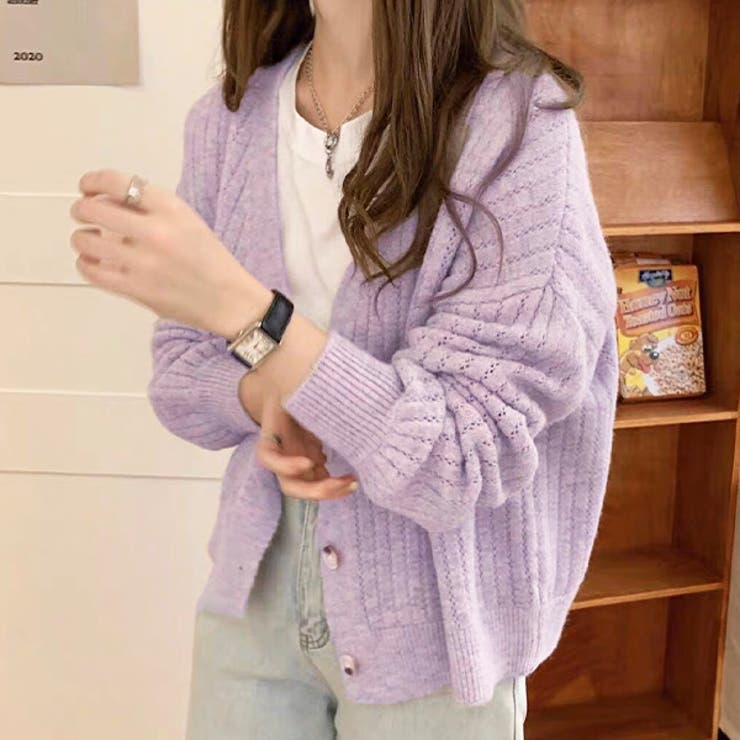 もちもち・Vネック ニットカーディガン | ad thie | 詳細画像5 