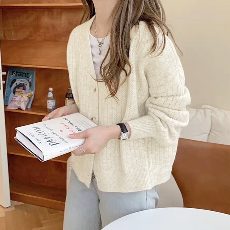 もちもち・Vネック ニットカーディガン | ad thie | 詳細画像6 