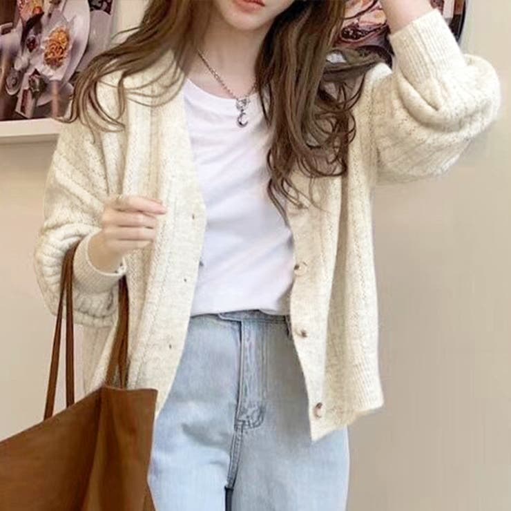 もちもち・Vネック ニットカーディガン | ad thie | 詳細画像7 