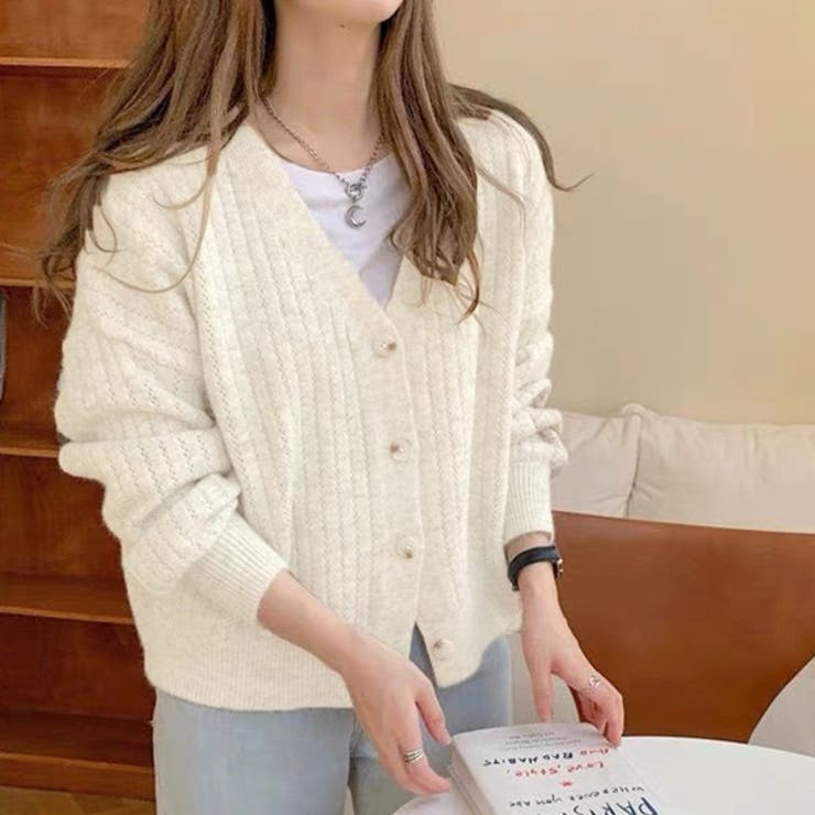 もちもち・Vネック ニットカーディガン | ad thie | 詳細画像8 