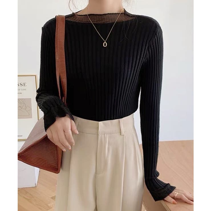 フレアスリーブ リブニットトップス | ad thie | 詳細画像11 