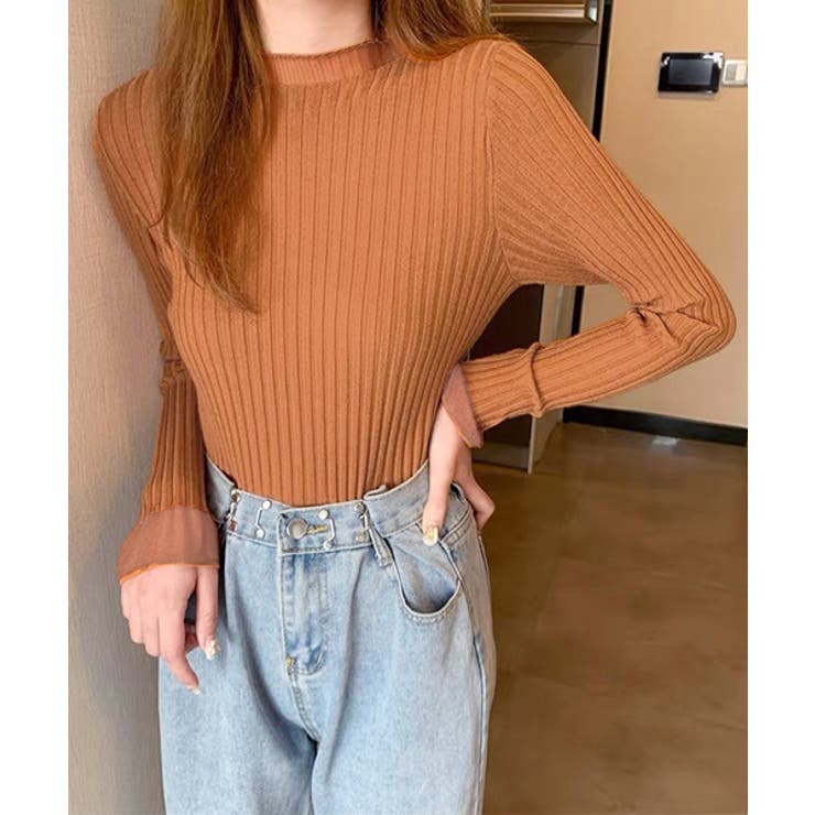 フレアスリーブ リブニットトップス | ad thie | 詳細画像13 