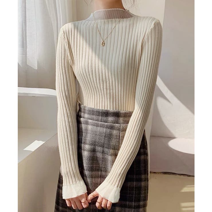 フレアスリーブ リブニットトップス | ad thie | 詳細画像16 